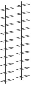 vidaXL Garrafeiras de parede para 20 garrafas 2 pcs metal preto