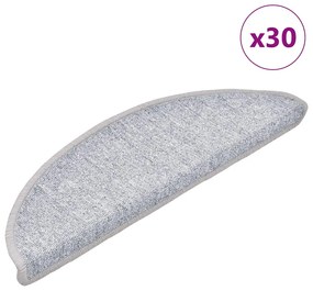 vidaXL Tapetes de escada 30 pcs 56x17x3 cm cinzento-claro