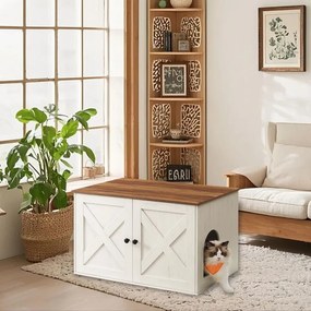 Armário para a caixa de areia com divisória amovível 80 x 53 x 50 cm Castanho-branco com grão