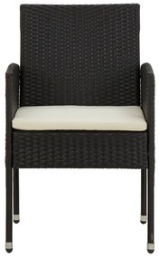 5 pcs Conjunto de jantar p/ exterior vime PE preto