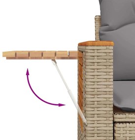 6 pcs conjunto de sofás p/ jardim com almofadões vime PE bege