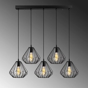 Candeeiro Suspenso Diamond – Preto – Diâmetro 93 cm, Altura 117 cm