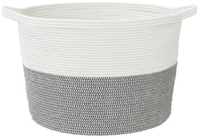 Cesto de arrumação Ø60x36 cm algodão cinzento e branco