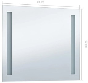 Espelho de parede LED para casa de banho 80x60 cm