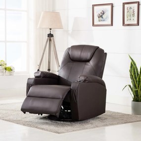 246636 vidaXL Cadeira massagem reclinável couro artificial castanho