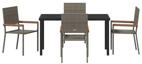 Conjunto de Jantar de Jardim de 5 Peças Cinza em Rattan