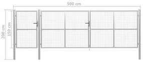 Portão de jardim 500x150 cm aço prateado