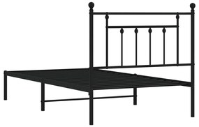 Estrutura de cama com cabeceira 100x190 cm metal preto