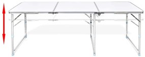 Conj. mesa campismo dobrável c/ 6 bancos altura ajust. 180x60cm