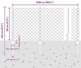Conjunto de Cerca de Jardim Conjunto de 2 Cinza Aço Galvanizado