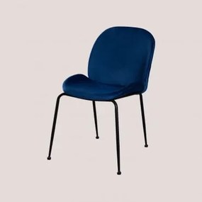 Pacote de 4 cadeiras de jantar Pary Velvet Azul & Negro - Sklum