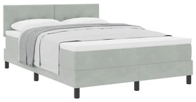 Cama Box com Colchão vidaXL Cinza Claro 140x200 cm Veludo