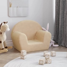 vidaXL Sofá infantil pelúcia macia cor creme