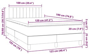 Cama box spring colchão/LED 120x190cm tecido cinza-acastanhado