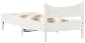 Estrutura de cama 75x190 cm madeira de pinho maciça branco