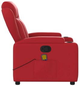 Poltrona de massagens reclinável couro artificial vermelho