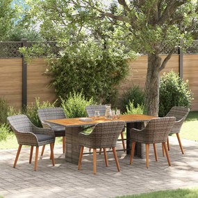 vidaXL Conjunto de Jantar para Jardim 7 pcs Cinzento e castanho