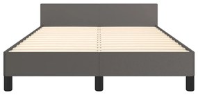 Estrutura cama c/ cabeceira 120x200cm couro artificial cinzento