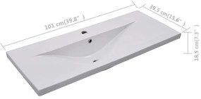 Lavatório embutido 101x39,5x18,5 cm cerâmica branco