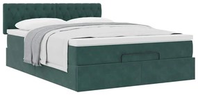 Estrutura de cama otomana com colchão 140x200 cm verde escuro