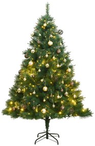 vidaXL Árvore Natal artificial articulada c/ 300 luzes LED+bolas 210cm