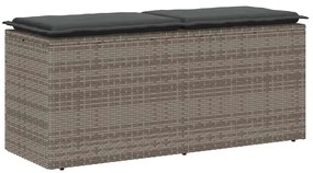 Banco de jardim com almofadão 110x40x44 cm vime PE cinzento