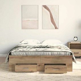 Estrutura de Cama com Gavetas Carvalho Artesanal 120x200 cm Madeira de