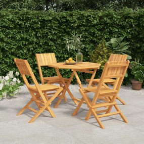 vidaXL 5 pcs conjunto de jantar p/ jardim madeira de teca maciça