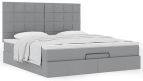 Estrutura cama otomana colchão 160x200 cm tecido cinzento claro