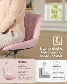 Banco de toucador com encosto em veludo rosa pastel