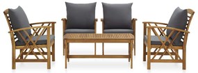 5 pcs conjunto lounge de jardim com almofadões acácia maciça