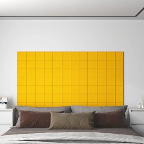 Painel de parede 12 pcs 60x15 cm veludo 1,08 m² amarelo