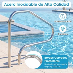 Corrimão para Piscina, 130 x 94 cm, Capacidade de Carga de 180 kg, Prateado