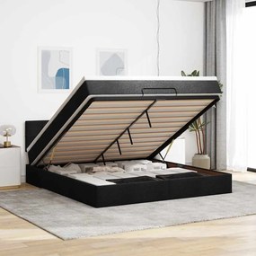 Estrutura de cama otomana com colchão 160x200 cm tecido preto