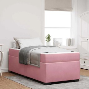 vidaXL Estrutura da Cama com colchão Rosa 100 x 200 cm tecido