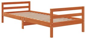 Estrutura de cama 75x190 cm madeira pinho maciça castanho cera