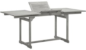 Mesa de jantar p/ jardim (120-170)x80x75 cm acácia maciça
