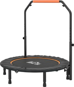 HOMCOM Trampolim Fitness Ø114 Trampolim Dobrável com Pega Ajustável em 4 Níveis Estrutura de Aço Preto e Laranja | Aosom Portugal