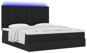 Estrutura de cama otomana com colchão 160x200 cm tecido preto