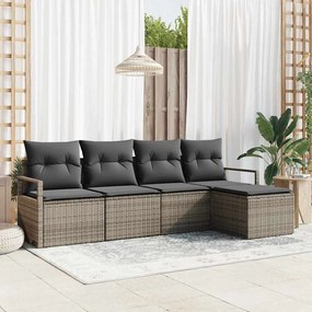vidaXL Conjunto de Sofá de Jardim Modular com Almofadas Cinza Rattan PE