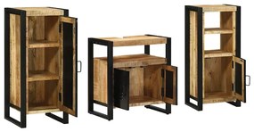 Conjunto de Móveis para Banheiro 3 pcs Madeira de manga maciça