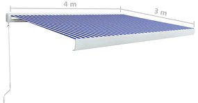 Toldo manual com caixa 400x300 cm azul e branco