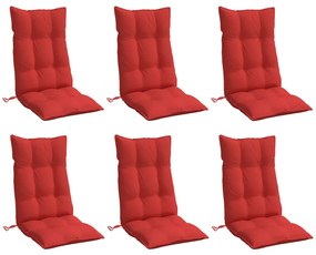 Almofadões p/ cadeira encosto alto 6 pcs tecido oxford vermelho