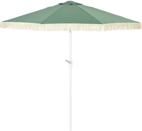 Guarda-sol de jardim, guarda-sol de exterior inclinável, guarda-sol com franjas e manivela, 8 varas, dimensões: Ø 2,65 x 2,45 m, verde