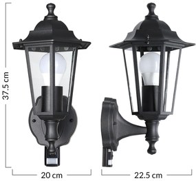 Candeeiro de parede Krysante em alumínio com sensor 37,5 x 20 x 22,5 cm Antracite
