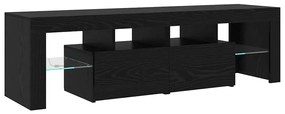 Gabinetes de TV 2 pcs com Luzes LED Carvalho Preto Madeira Ingenheirad