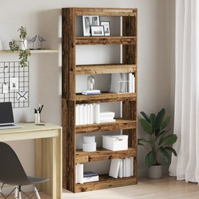 vidaXL Armário de Livros / Divisor de Ambiente em Madeira Antiga 80x30x198 cm