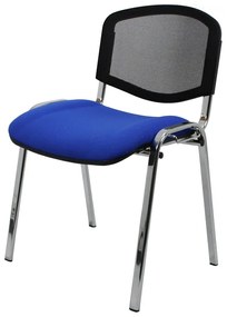 Cadeiras de Escritório Visitante 4 Pés Azul em Rede e Cromado Ivo Empilhável