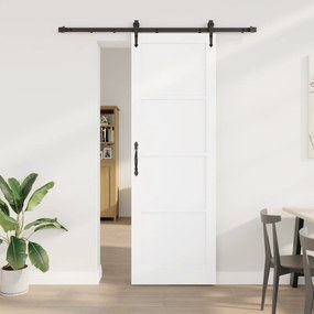Porta Deslizante vidaXL com Conjunto de Hardware Branca 78x232 cm Madeira Sólida de Pinho