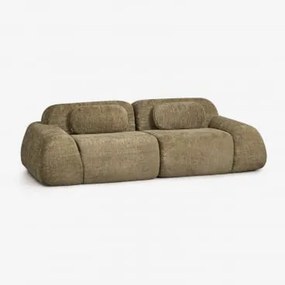 Sofá Modular De 2 Peças Em Chenille Embalado A Vácuo Merida Chenille Grossa Verde Sálvia - Sklum